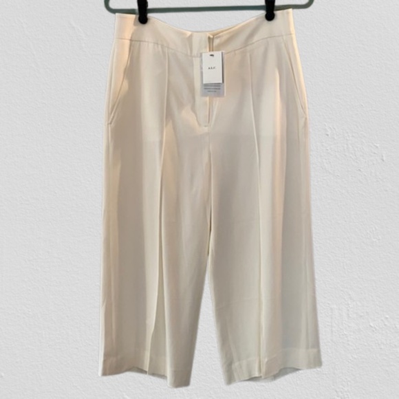 NWT A.L.C. Off White Viscose Wide Leg Cropped Pants Trousers Women's 8 - Picture 1 of 16